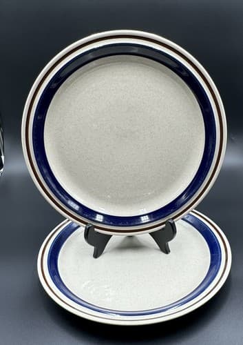 Contemporary Chateau Japan Cobalt Blue Brown Stripe Trim Plate 10 1/2" - Image 1