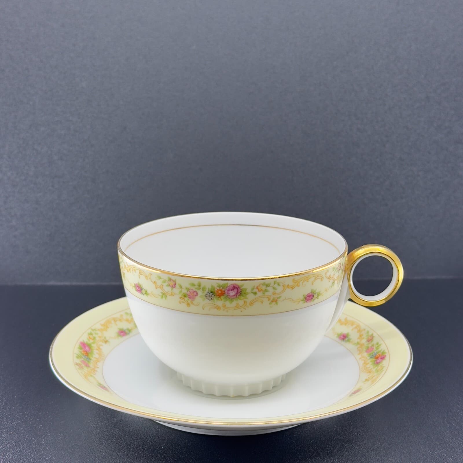 Meito China Modern Windsor Footed Cup and Saucer Patent applied for backstamp - Image 1