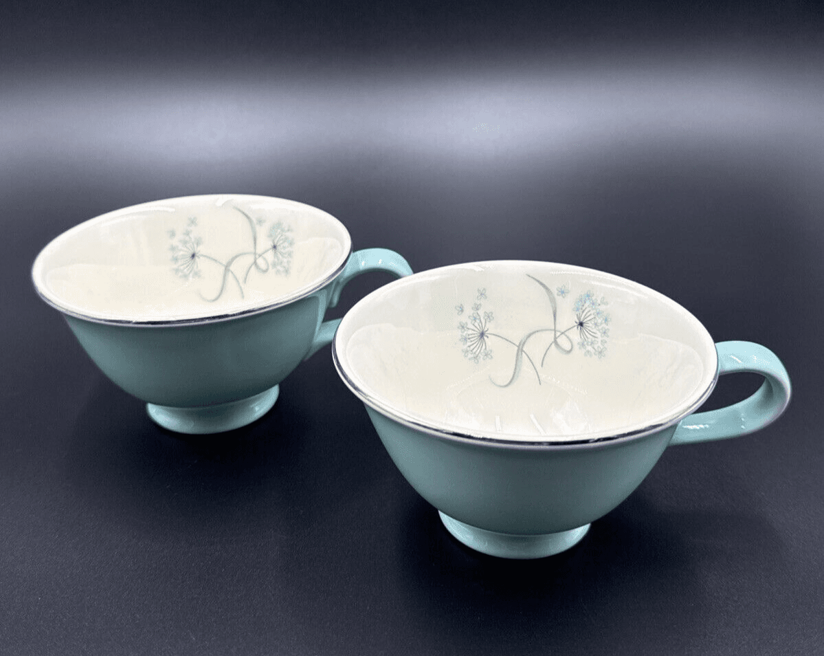 Taylor Smith Taylor Versatile Aqua Blue Lace Dandelion Teacups Set of 2 - Image 1