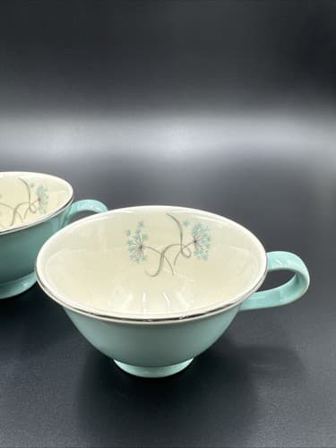 Taylor Smith Taylor Versatile Aqua Blue Lace Dandelion Teacups Set of 2 - Thumbnail 2