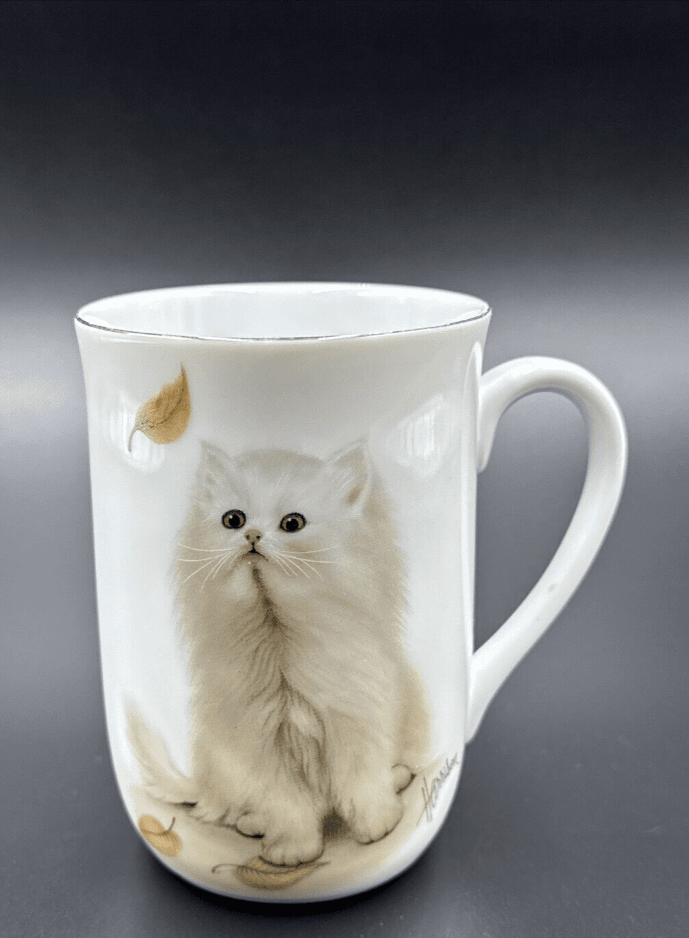 Otagiri Kitten Cat Mug Fallen Leaf Amazement Bob Harrison Vintage - Image 1
