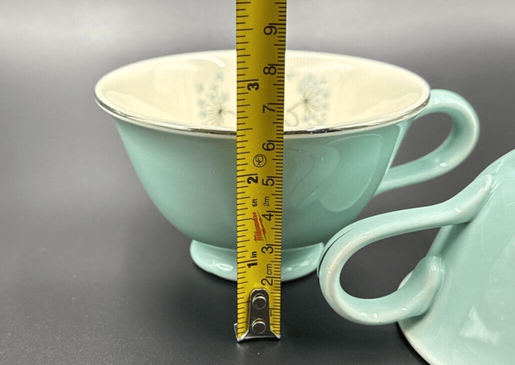 Taylor Smith Taylor Versatile Aqua Blue Lace Dandelion Teacups Set of 2 - Thumbnail 3