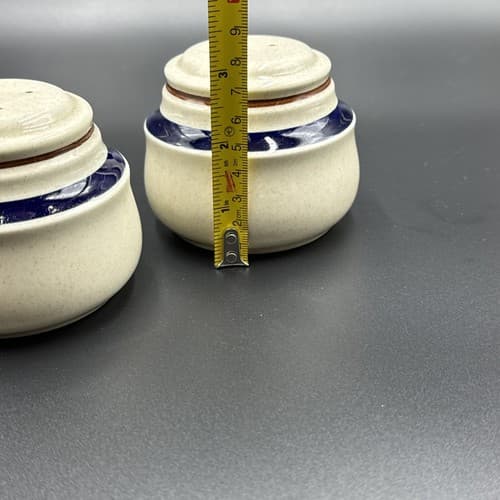 Yamaka Contemporary Chateau Cobalt Blue Stoneware Salt Pepper Shakers Set Japan - Thumbnail 3