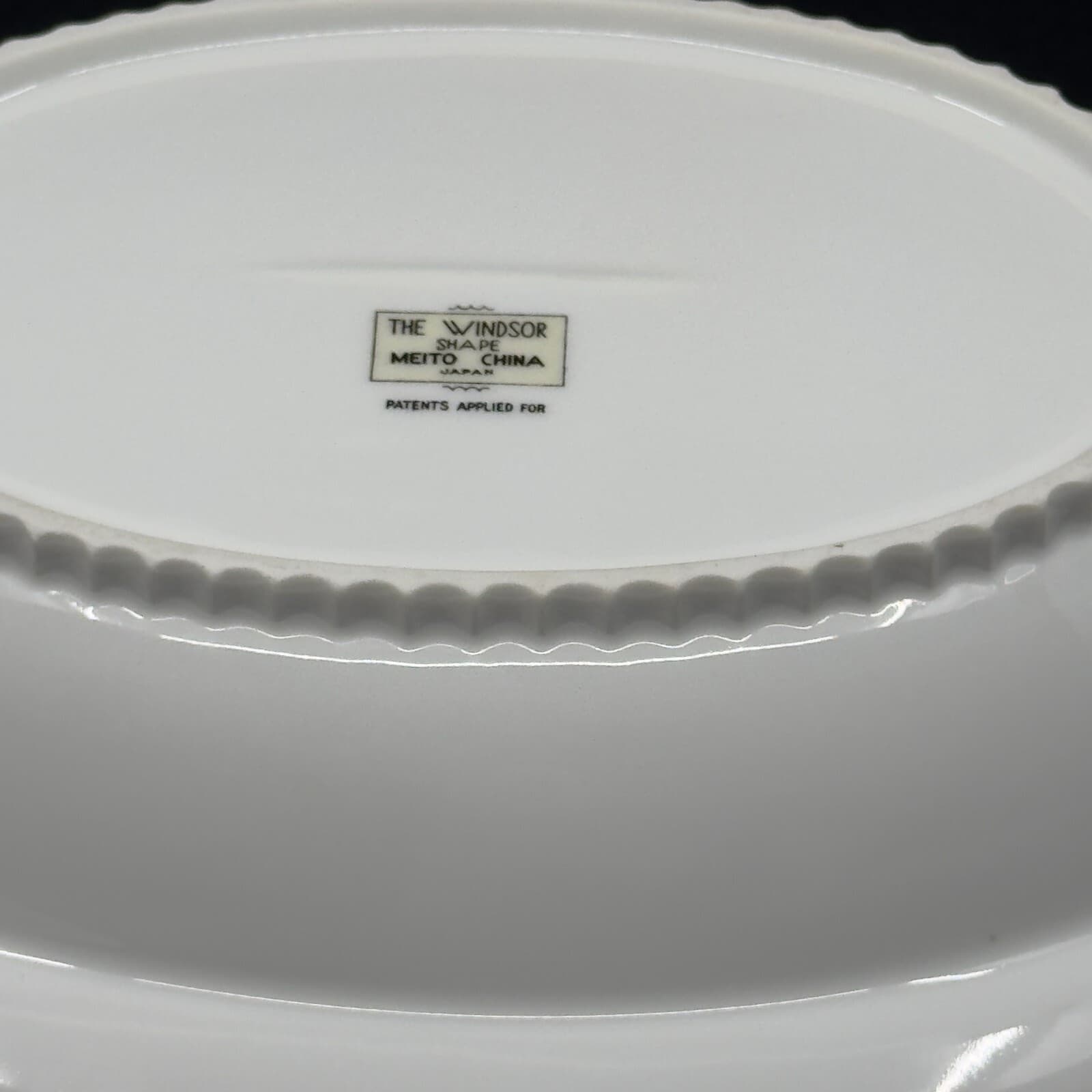 Meito China Modern Windsor 12" Vegetable bowl Patents Applied for backstamp - Thumbnail 5