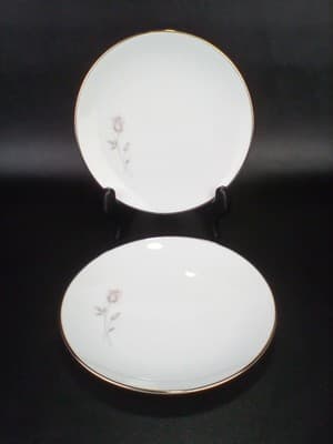 NORITAKE PASADENA 8 1/4" SALAD PLATES - PINK ROSE/ PLATINUM TRIM SET OF 2 - Image 1