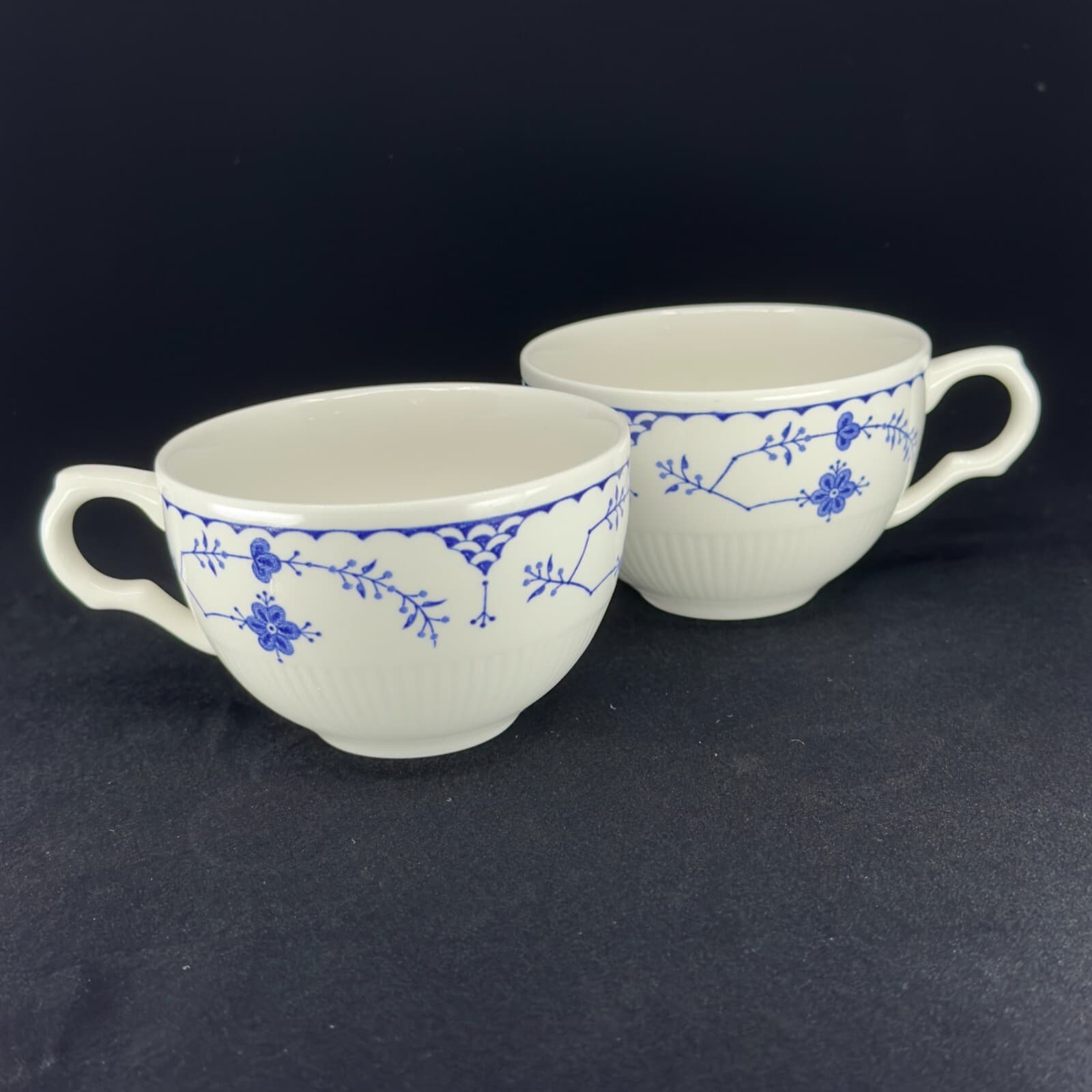 Masons “Denmark” Blue And White Ironstone Breakfast Coffee Cups Set Of 2 - Image 1