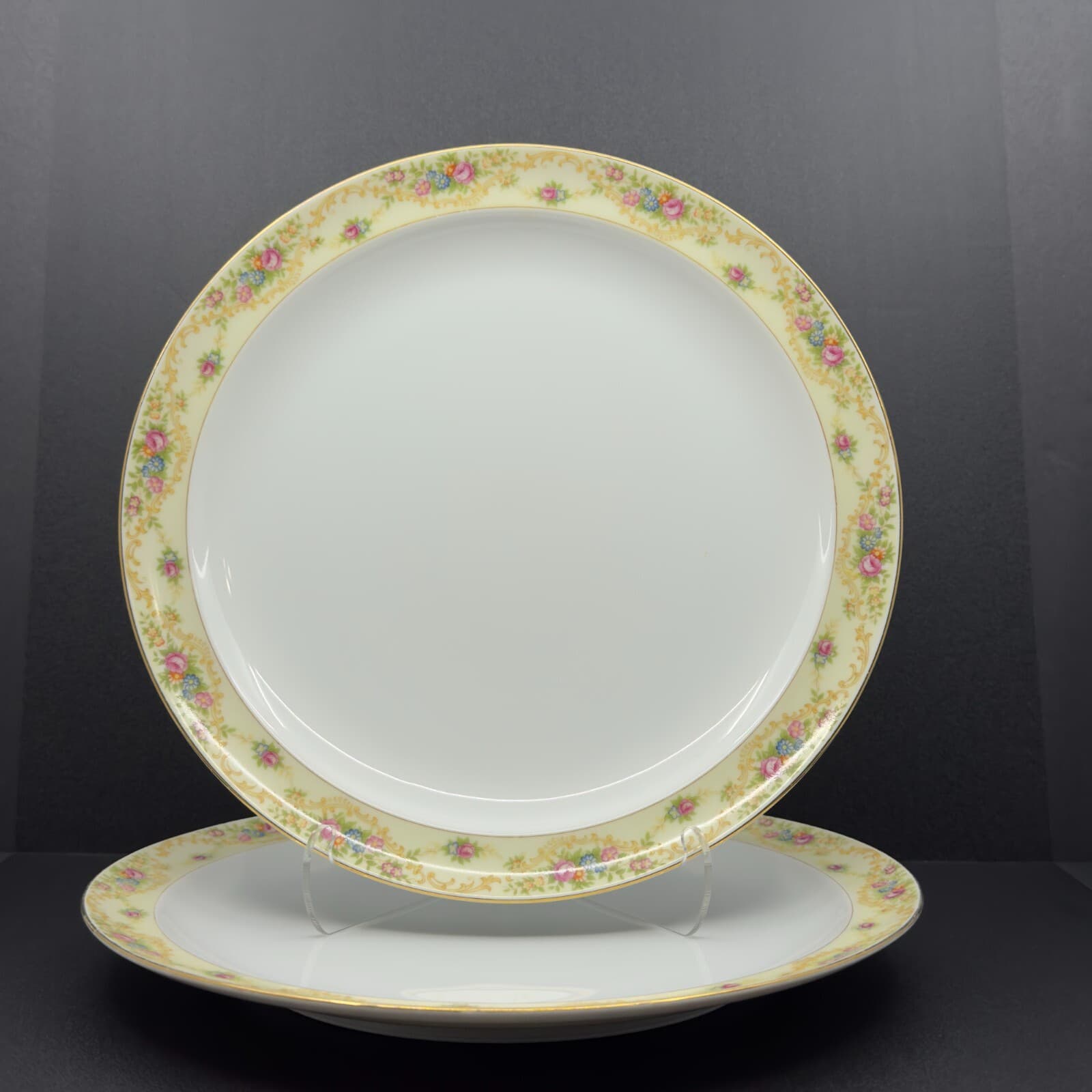 Meito China Modern Windsor 9 3/4" Dinner Plates Patents applied for backstamp x2 - Thumbnail 2