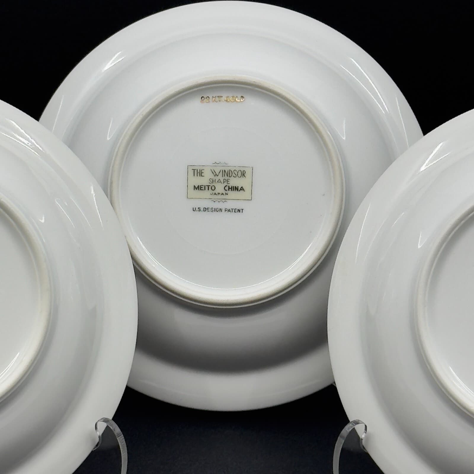 Meito China Modern Windsor 5 3/4" dessert bowls 22 karat gold trim (x3) - Thumbnail 4