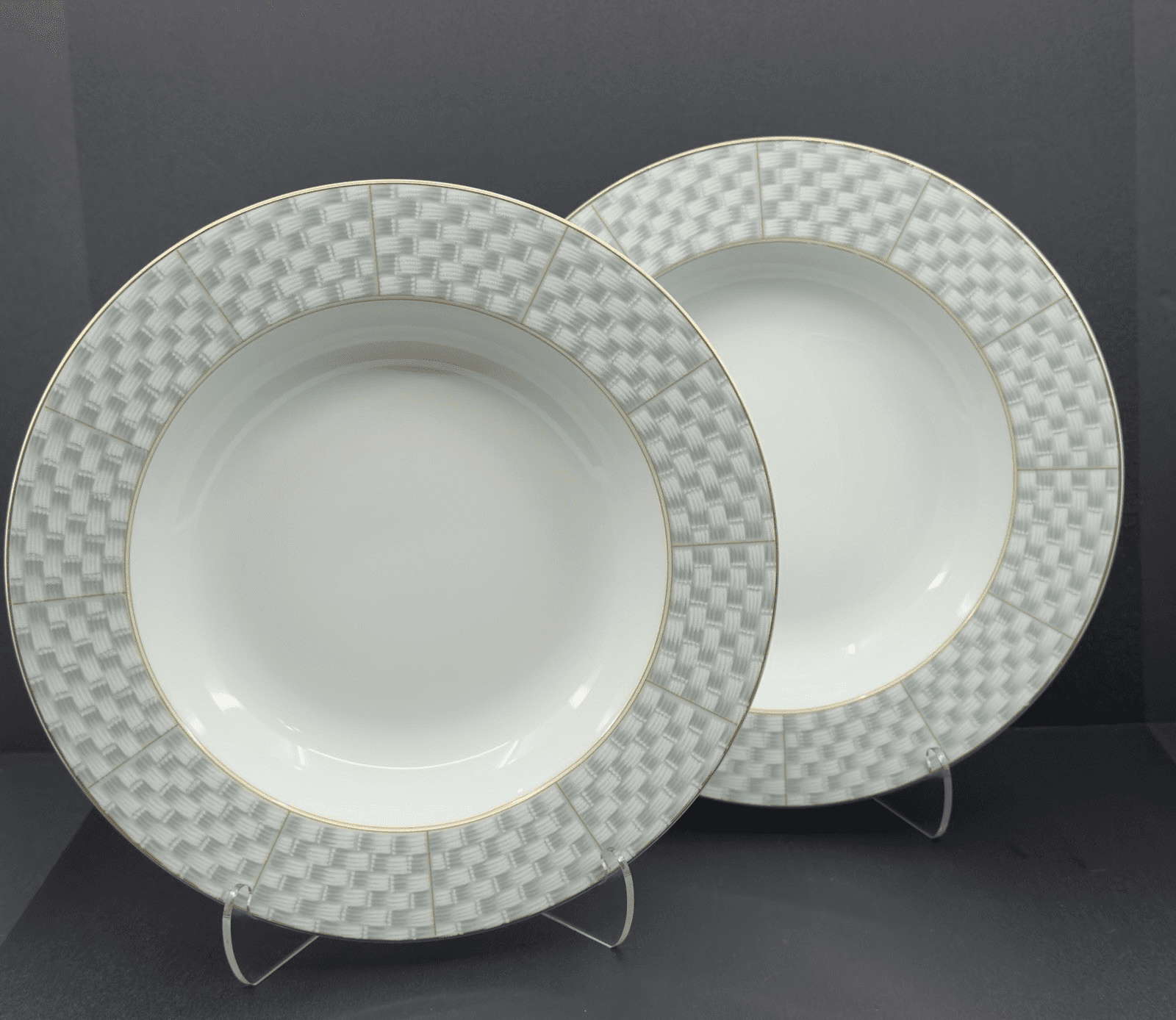 Studio Nova Art Works L9129 BASKETRY Gold China Dinner Plates Japan Set of 2 - Image 1