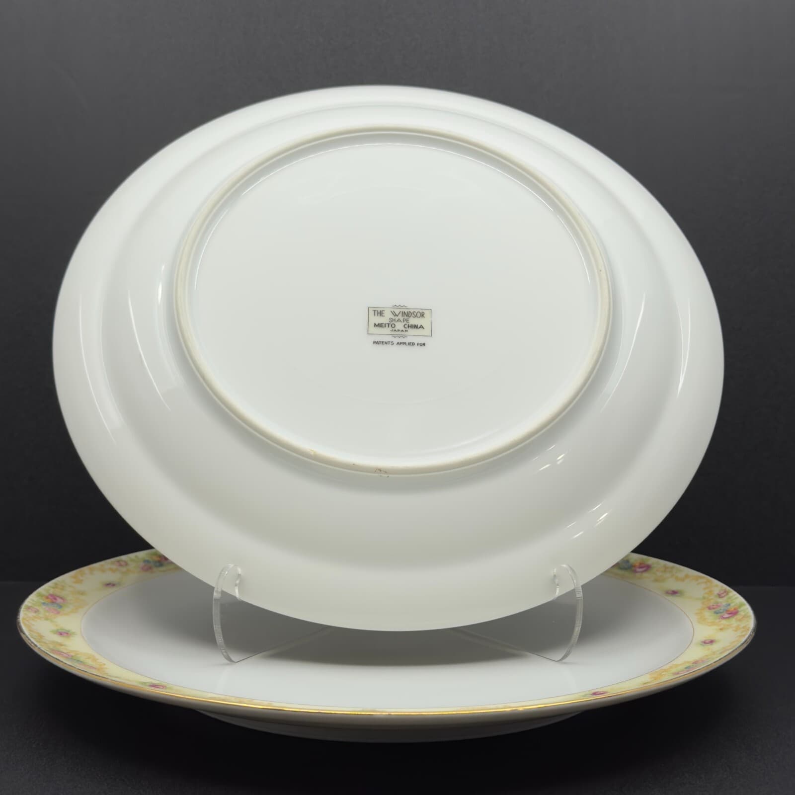 Meito China Modern Windsor 9 3/4" Dinner Plates Patents applied for backstamp x2 - Thumbnail 3