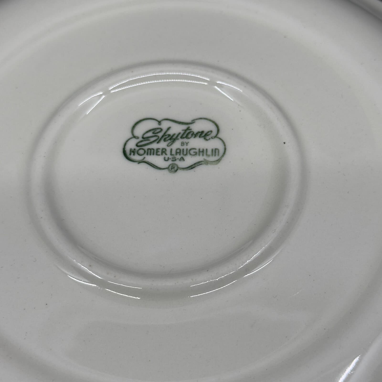 Homer Laughlin Skytone Blue Gravy/Sauce Boat with Attached underplate - Thumbnail 3