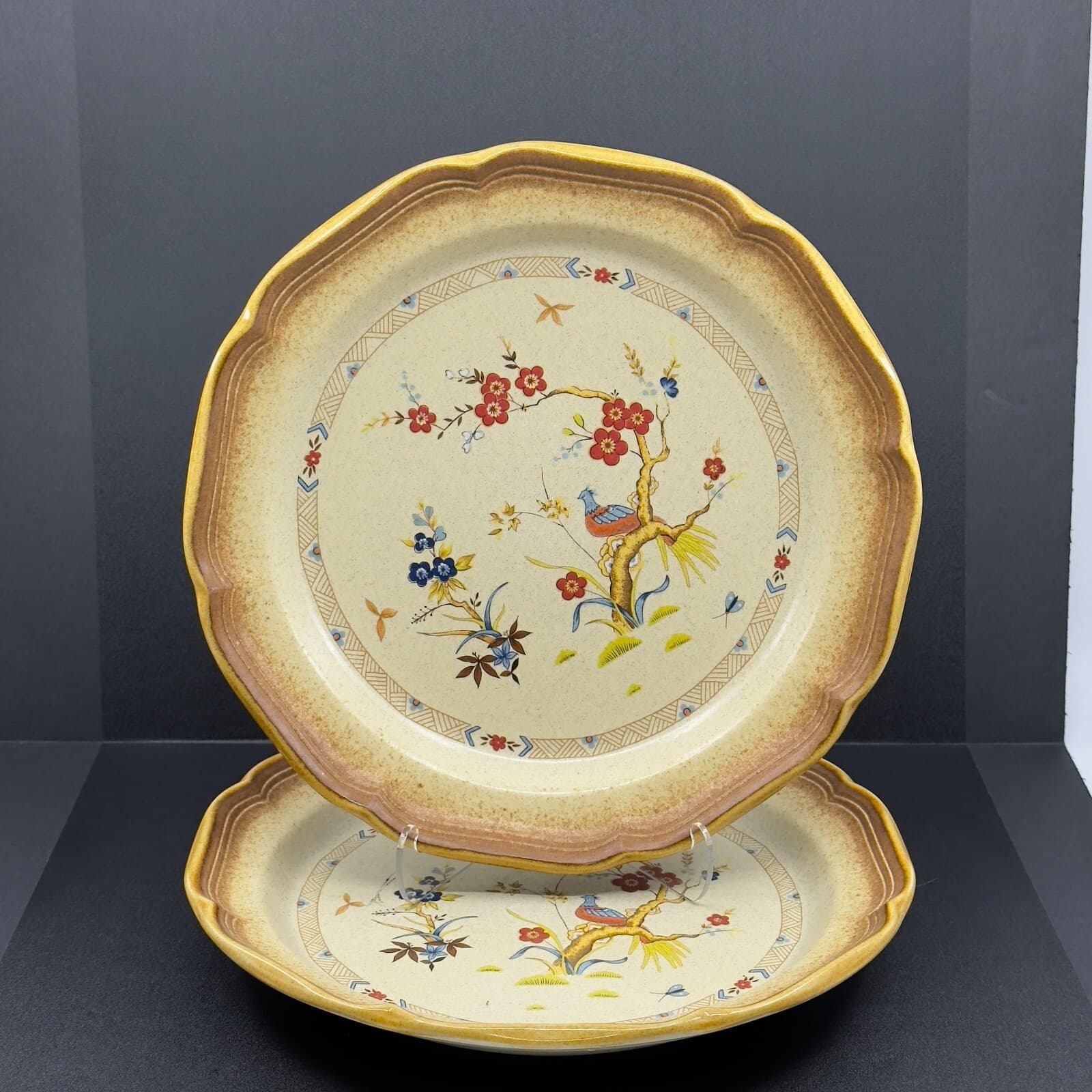 Mikasa Whole Wheat Imperial Flower # E8076 8 1/4" Salad Plates set of 2 - Image 1