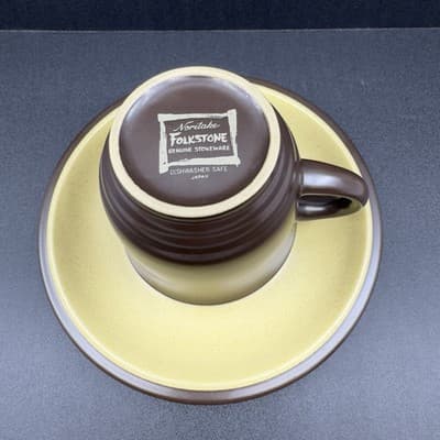 Noritake Folkstone Genuine Stoneware Equator Flat Cup and Saucer 3 1/8" - Thumbnail 5