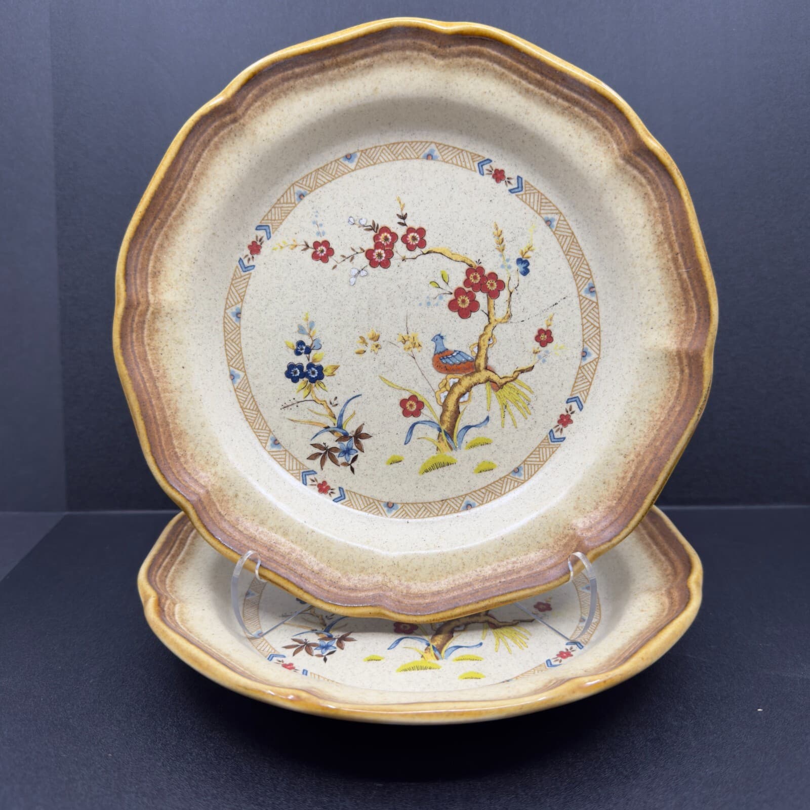 Mikasa Whole Wheat Imperial Flower 10 3/4 Dinner Plate Set Of 2 #E8076 - Thumbnail 2