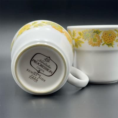 Noritake Sunny Side 9003 Vintage Floral Cup Set of 2 Yellow Japan - Thumbnail 2
