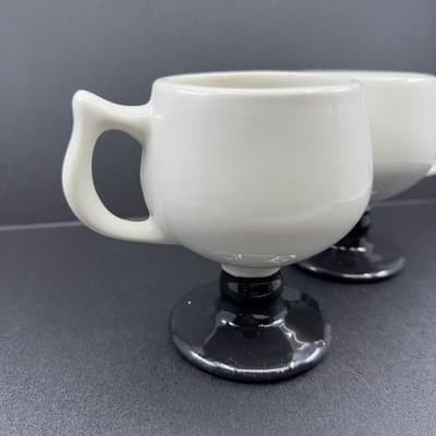 Caribe Hall China Black and White Pedestal Mugs - Thumbnail 3
