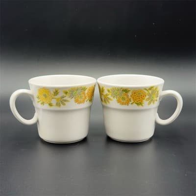 Noritake Sunny Side 9003 Vintage Floral Cup Set of 2 Yellow Japan - Image 1
