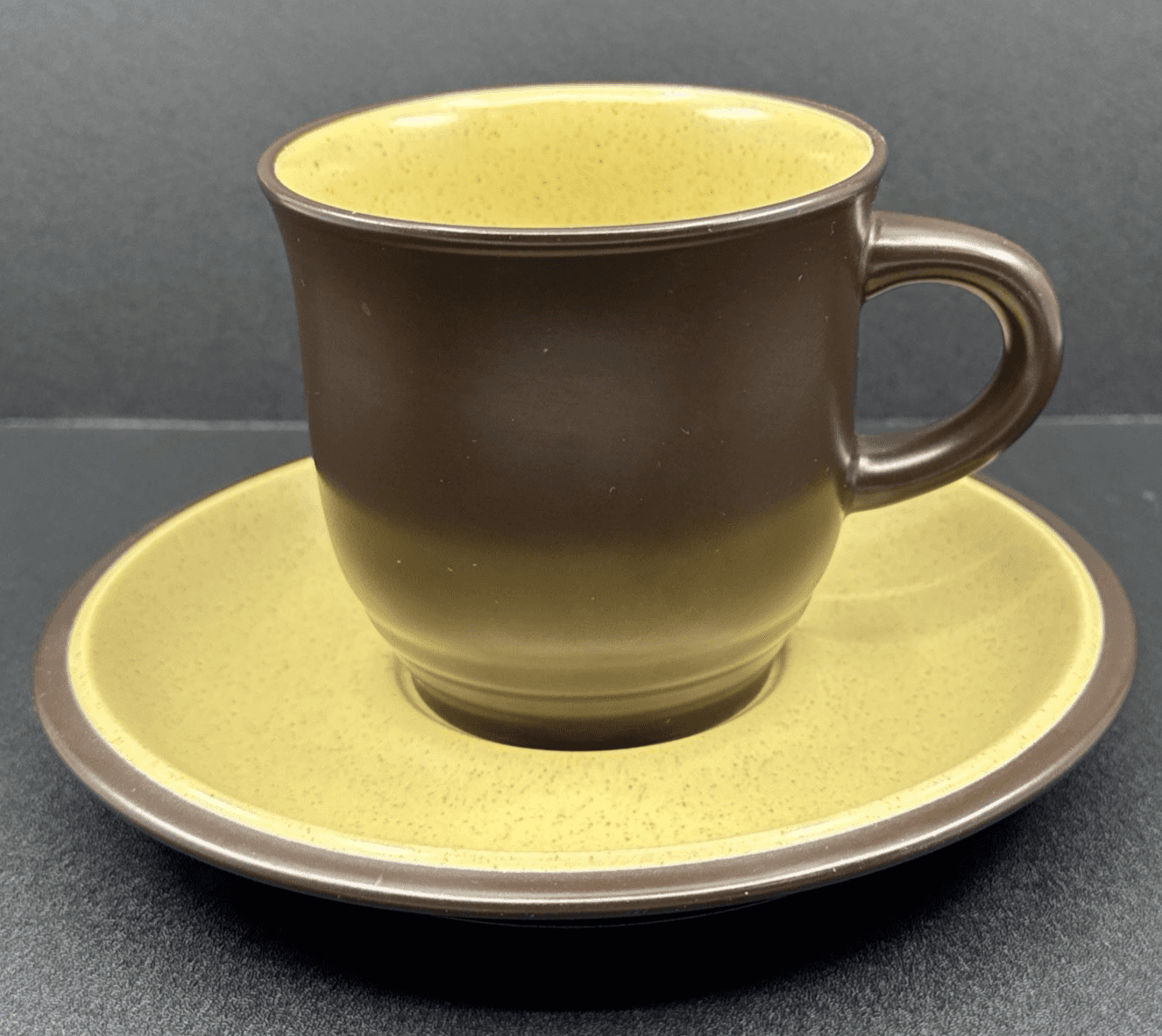 Noritake Folkstone Genuine Stoneware Equator Flat Cup and Saucer 3 1/8" - Image 1