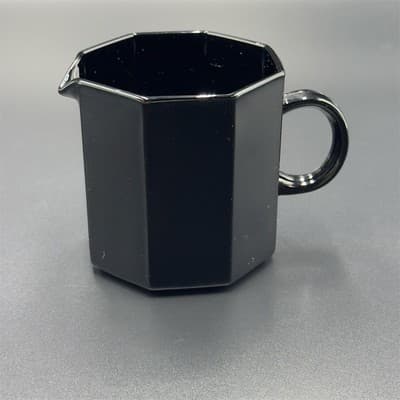Arcoroc Octime Black Glass Creamer Geometric Art Deco 1980s - Thumbnail 2