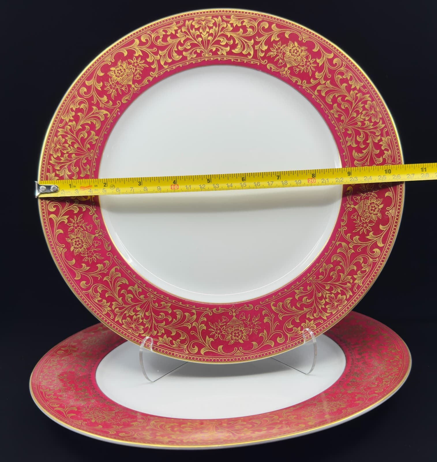 Hanover Harmony House China Filigree Red Dinner Plates 10 1/2" set of 2 - Thumbnail 3