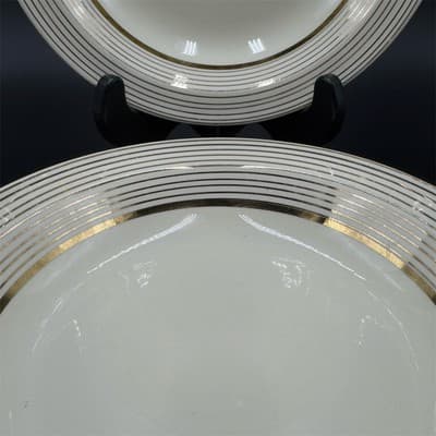 Taylor Smith Taylor TST 1865 Ivory Bowls 7 3/4" with Gold Trim Set of 2 - Thumbnail 3