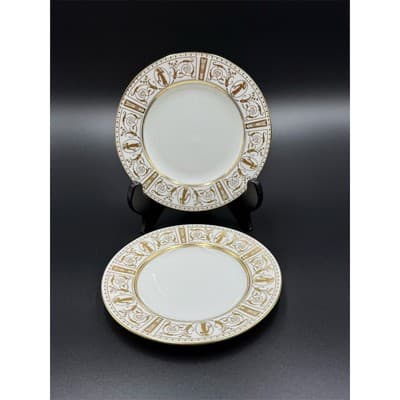Wedgwood Gold Grecian Bread Plates Set of 2 Classic Round 6” for Elegant Dining - Image 1