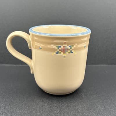 NORITAKE Arizona 8677 Stoneware 3.75” Southwest Beige & Blue Coffee Tea Cup Mug - Image 1