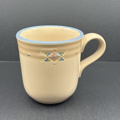 NORITAKE Arizona 8677 Stoneware 3.75” Southwest Beige & Blue Coffee Tea Cup Mug - Thumbnail 2