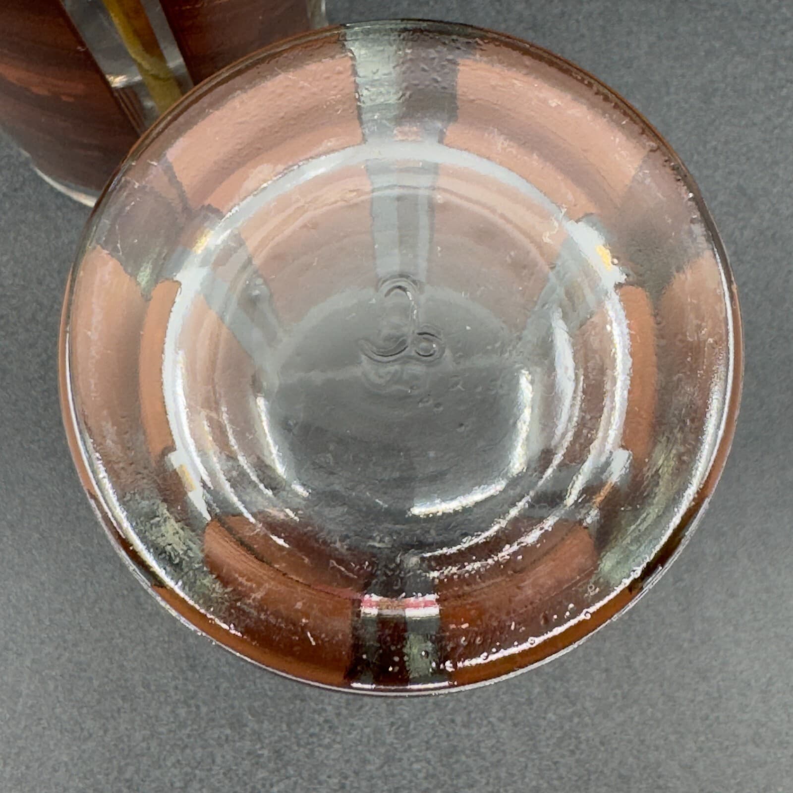 MCM Vintage Libbey Woodgrain Brown and Gold Panel 5" Glass Tumblers Set of 2 - Thumbnail 2