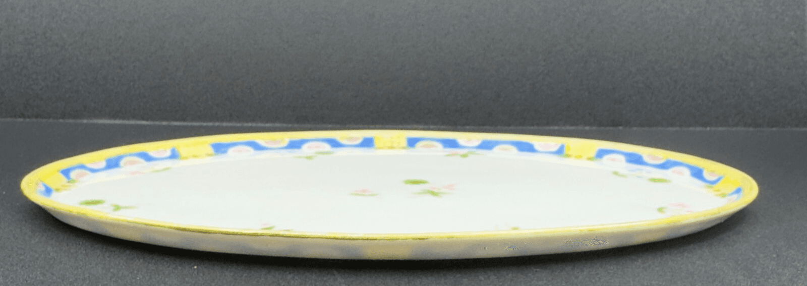 Nippon Hand Painted Floral 8 1/2" Antique Trinket Tray Made in Japan - Thumbnail 3