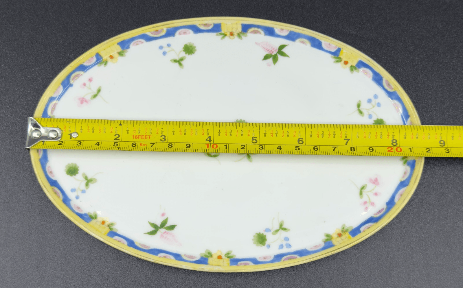 Nippon Hand Painted Floral 8 1/2" Antique Trinket Tray Made in Japan - Thumbnail 4