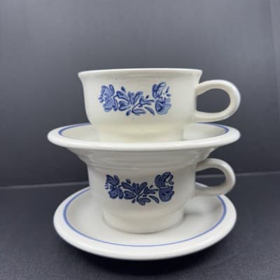 Pfaltzgraff Yorktowne Soup Cup and Saucer Stoneware Mugs Set of 2 - Thumbnail 2