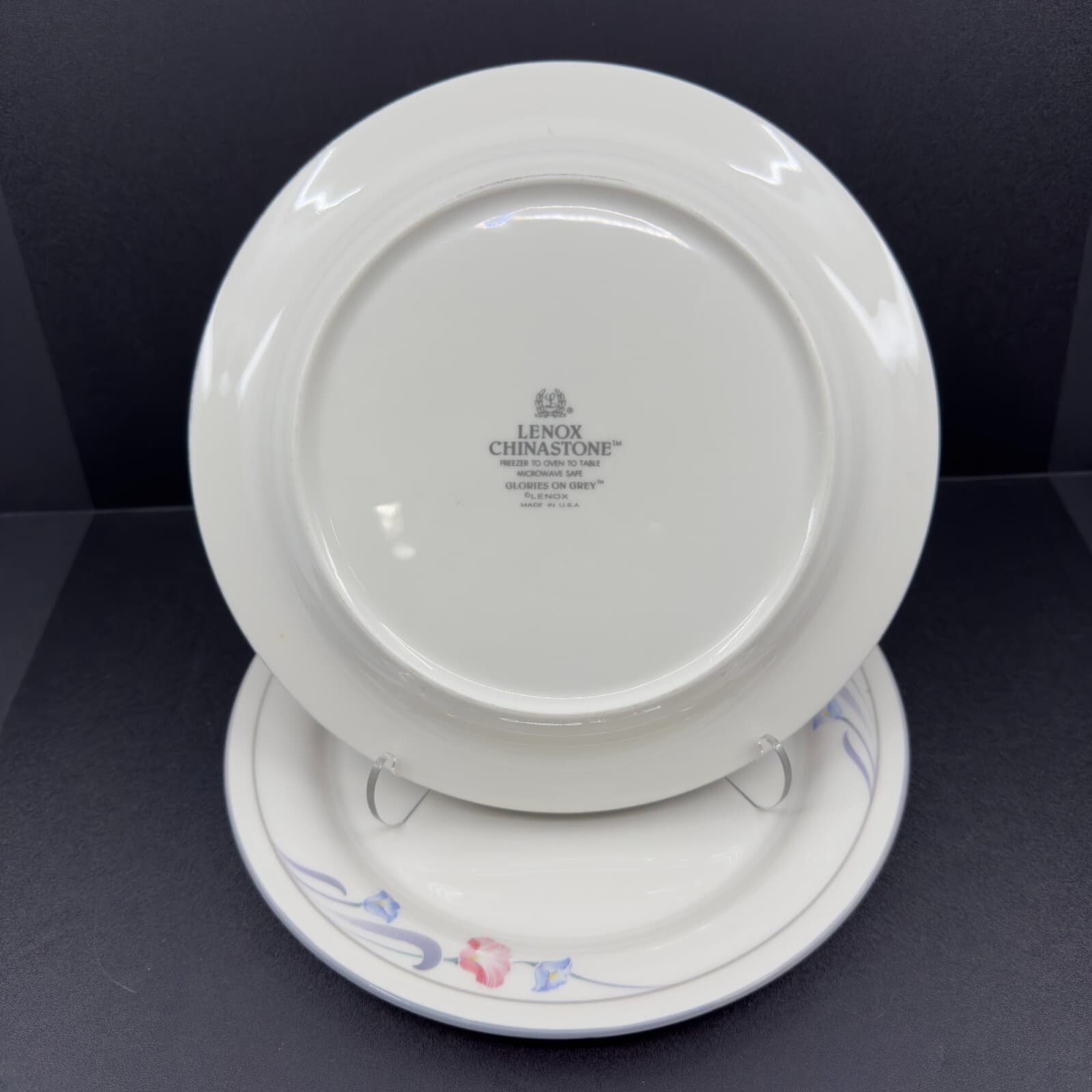 Lenox Chinastone Glories on Grey 8 3/8" Dinner Plates Set of 2 - Thumbnail 2