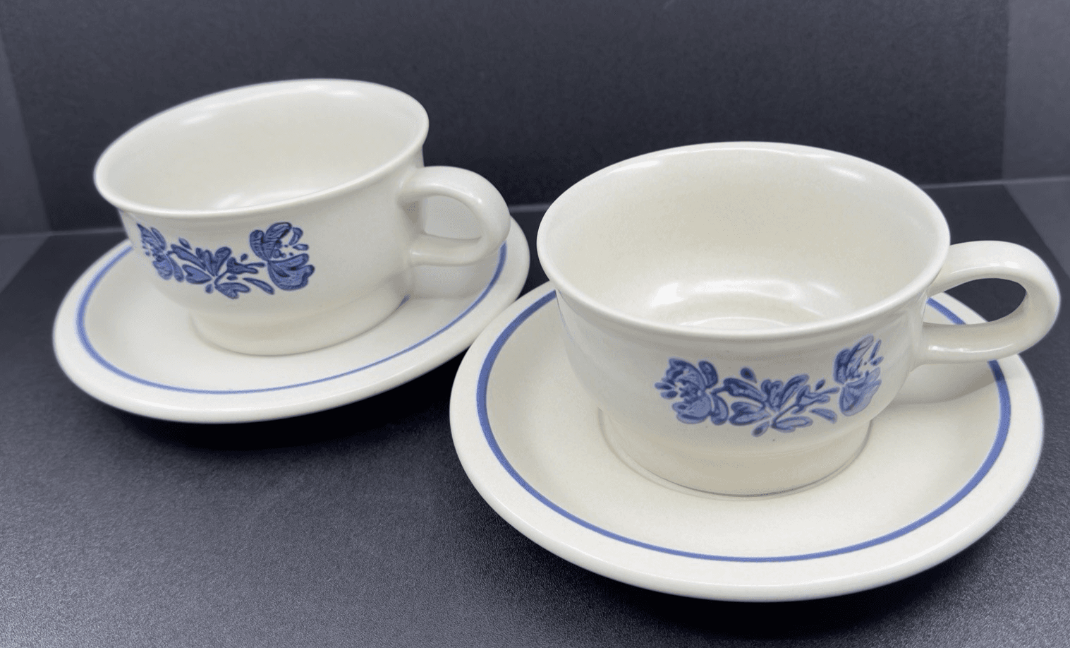 Pfaltzgraff Yorktowne Soup Cup and Saucer Stoneware Mugs Set of 2