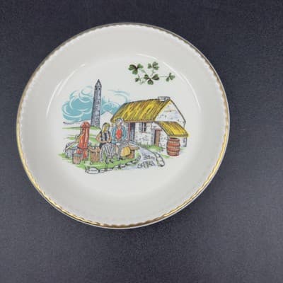 Carrigaline Pottery 4 3/4” dish Cork Souviner Ireland Shamrocks embossed
