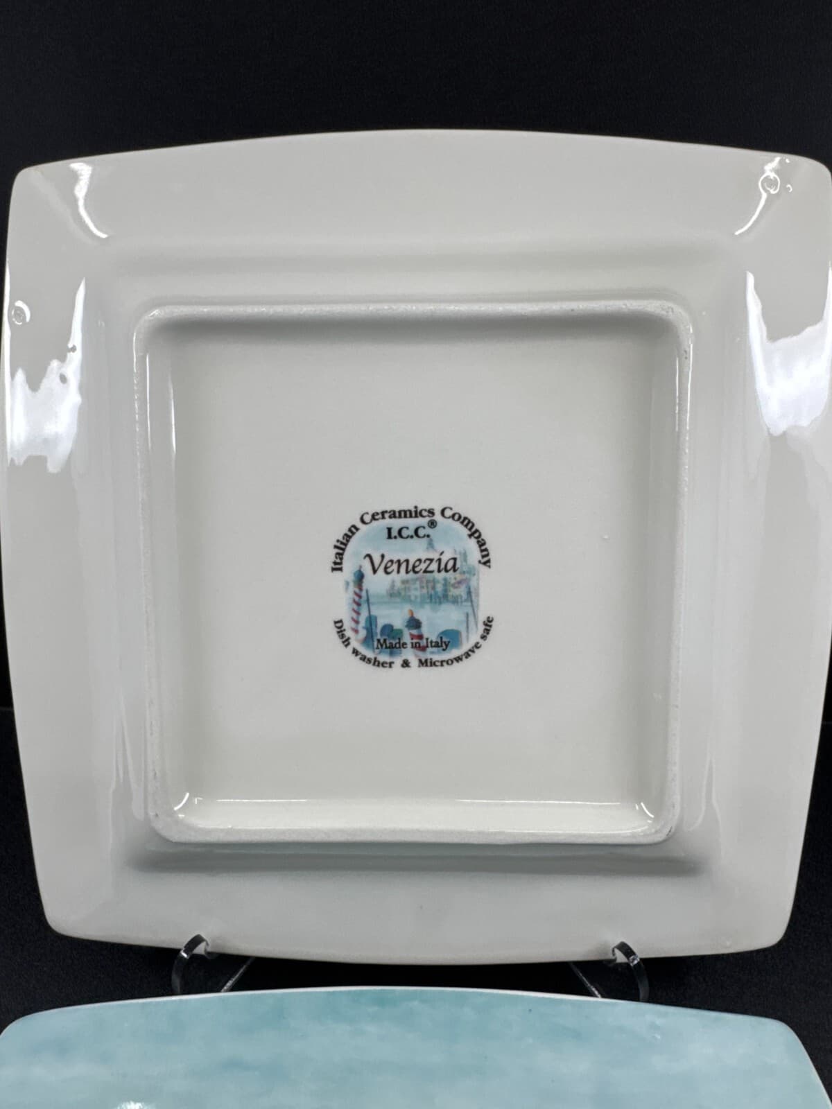 Italian Ceramic Company Venezia Square 8 1/4" Salad Plates Set of 2 - Italy - Thumbnail 2