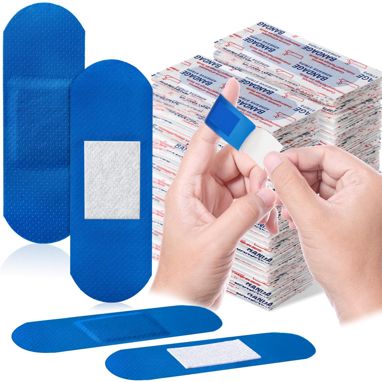 Geiserailie 600 Pcs Blue Bandages 3 ''x 1'' Food Service Metal Detectable PE Wat - Image 1