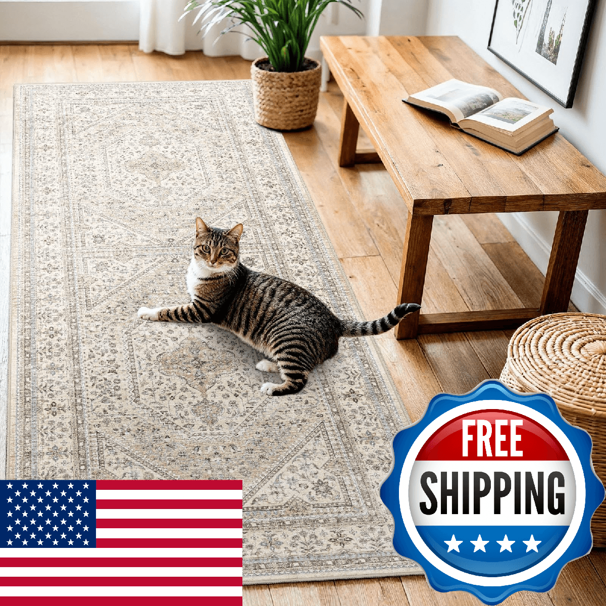 3x6 Runner Rug for Hallway Washable: Non Slip Kitchen Rugs with Rubber Backing S - Image 1