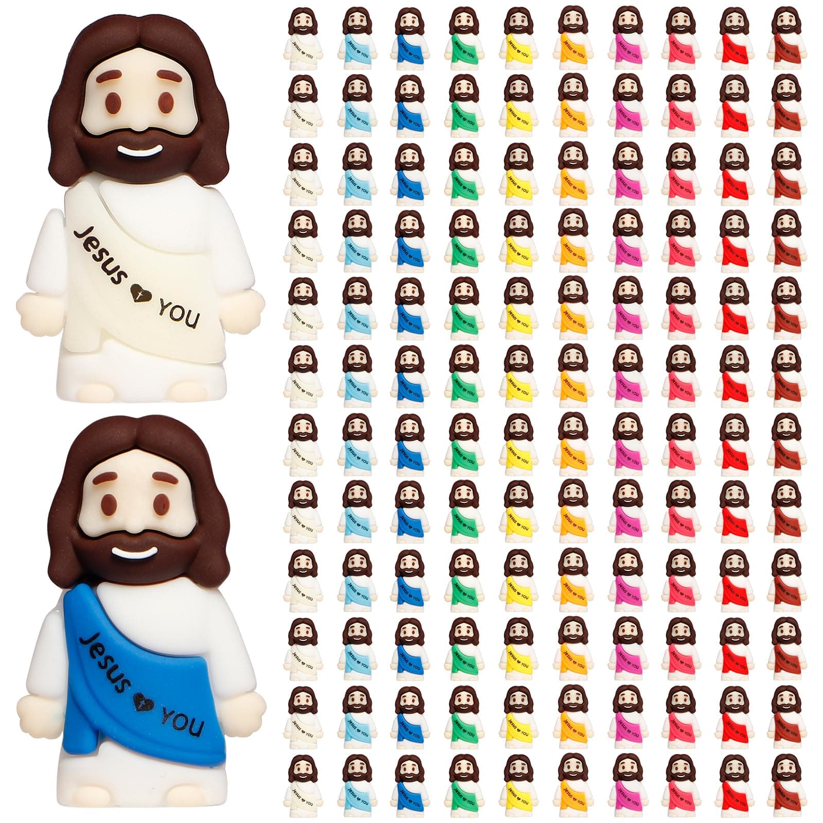 ajabavbd 120PCS Little Jesus Figures, 10 Color Tiny Jesus Figurines in Bulk, Min - Image 1
