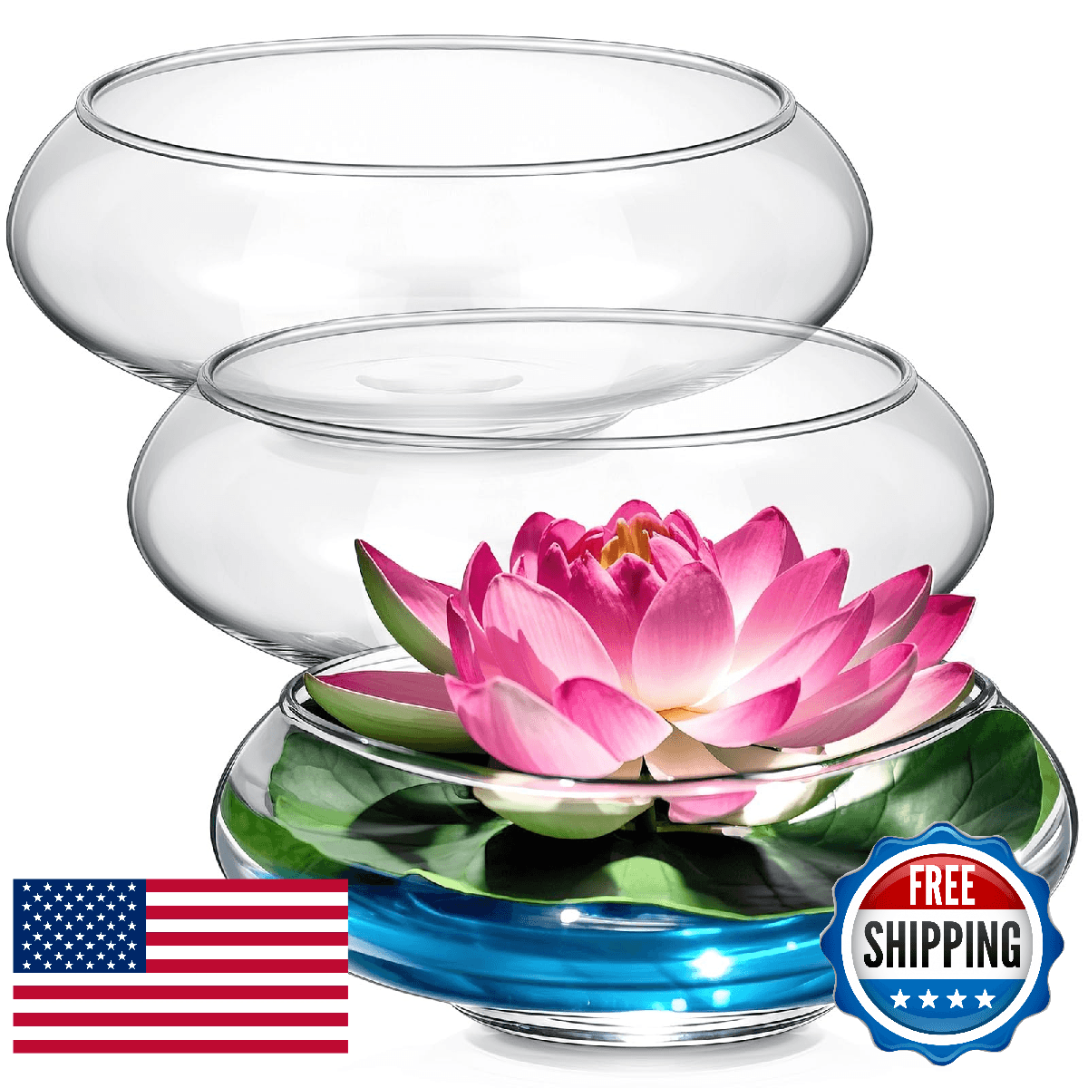 Baderke 3 Pcs Hydroponic Planter Lotus Flower Pot Planter Lotus Bowl Clear Glass - Image 1