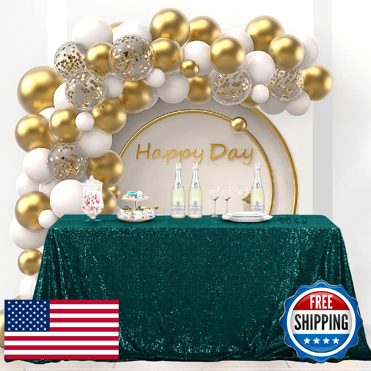 OQSQ Hunter Sequin Tablecloth 60x102 inch, Glitter Drape Table Cloth, Sparkle Se - Image 1