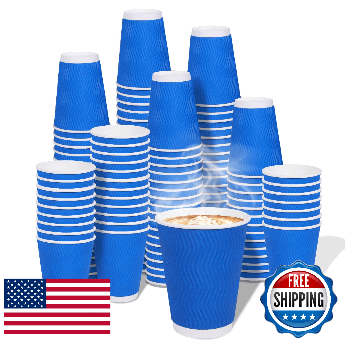 MOUMOULIFE 12 oz Disposable Coffee Cups 100 Pack, Leak Proof Insulated Ripple Wa - Image 1