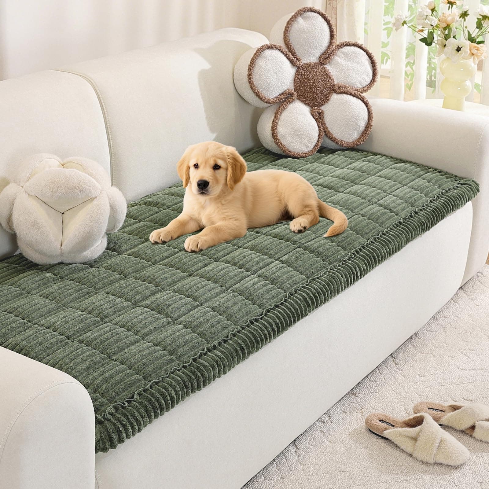 Royhom Washable Couch Cover for Dogs Pet Sofa Protector 27.6x47.2 Green - Image 1
