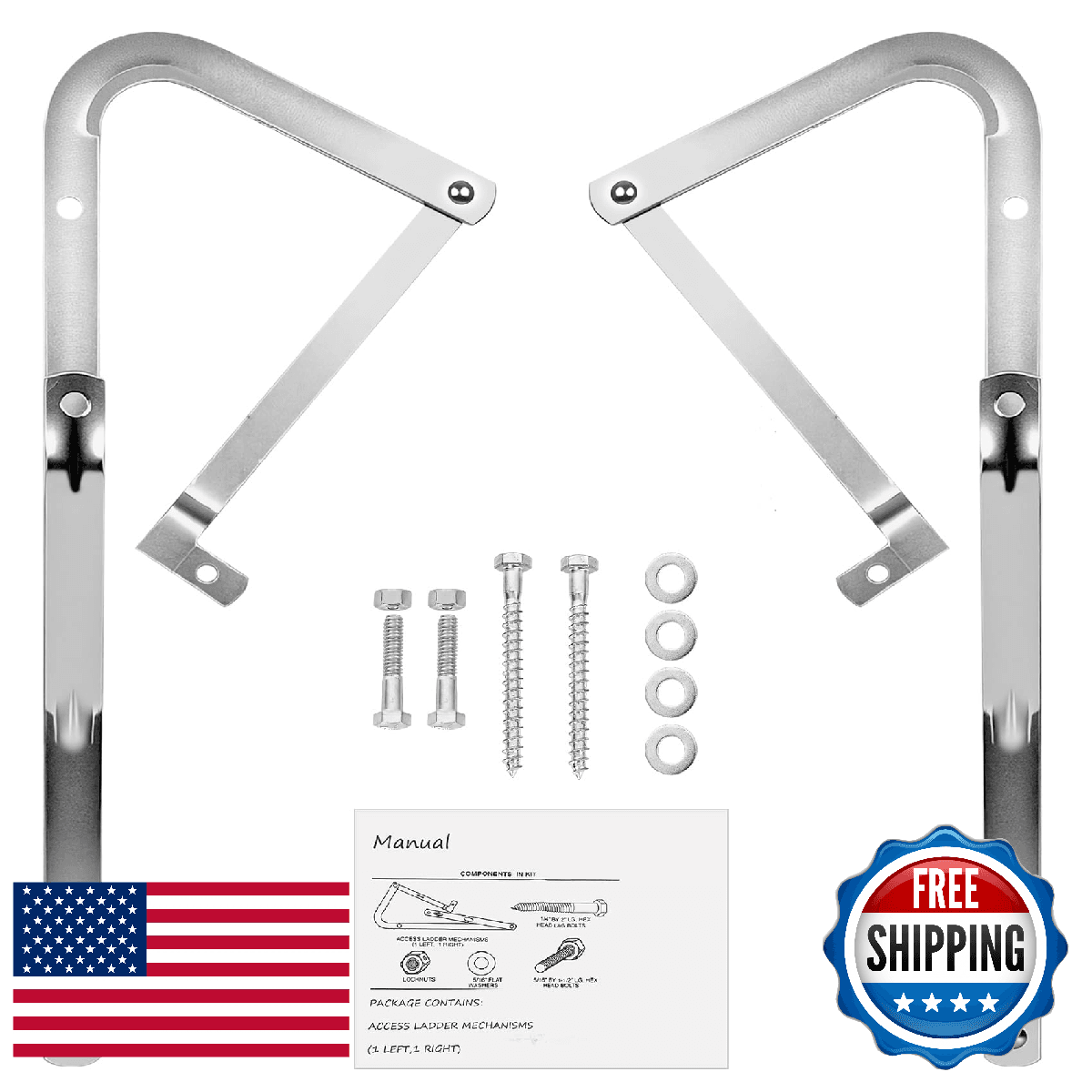 Heavy Duty 55-1 Attic Ladder Spreader Hinge Arms Compatible with Werner Models M - Image 1