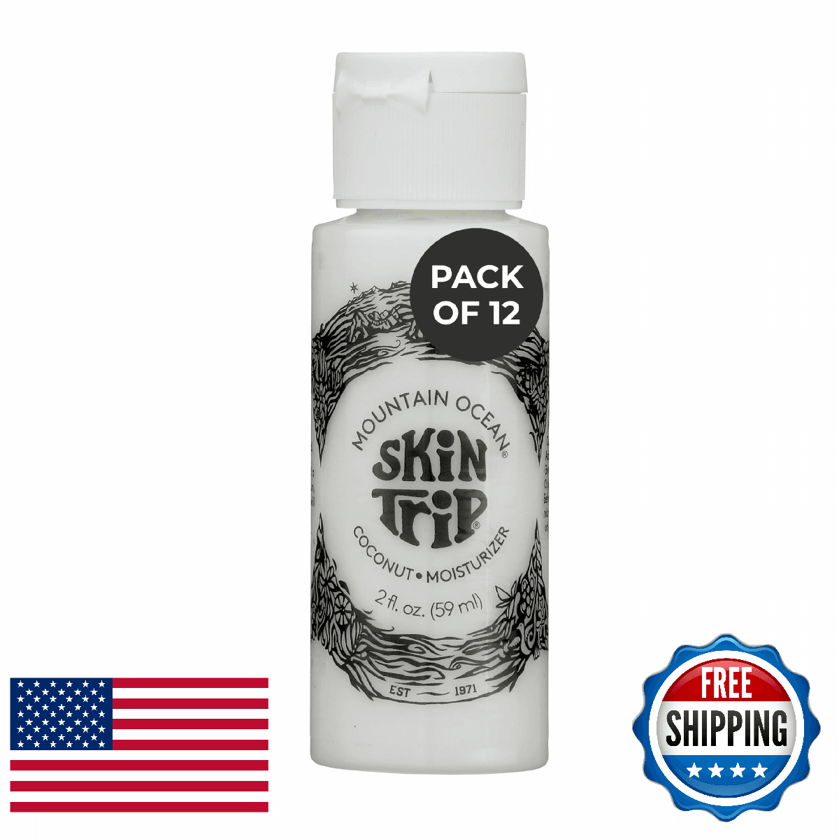 Mountain Ocean The Original Skin Trip Coconut Body Lotion, 2 Oz (Pack of 12), TS - Image 1