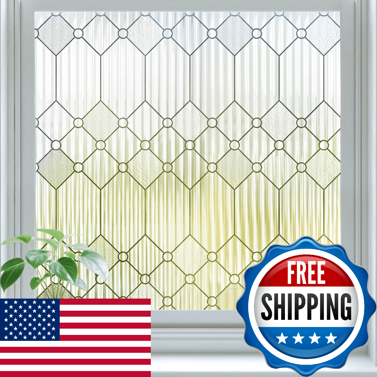 SUNBABY Reeded Glass Window Privacy Film 29.5x78.7 Frosted Window Clings Decorat - Image 1