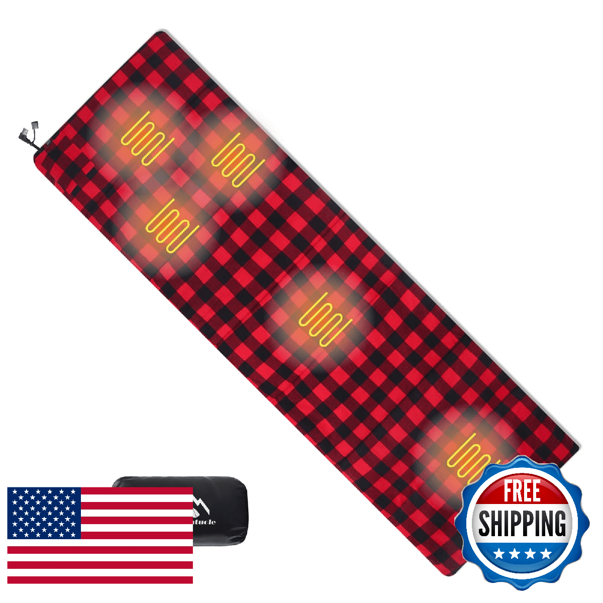 MANTUOLE Heated Sleeping Bag pad, 5 Heating Zones, Operated by 5V/2A USB Power S - Image 1