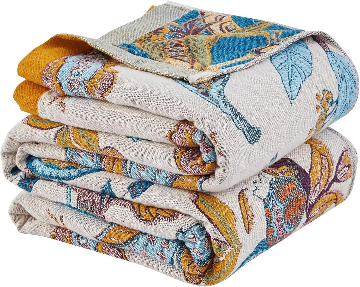 Boho Blanket for Bed 100% Cotton Bohemian Throw Blankets Ultra Soft Woven Muslin - Image 1