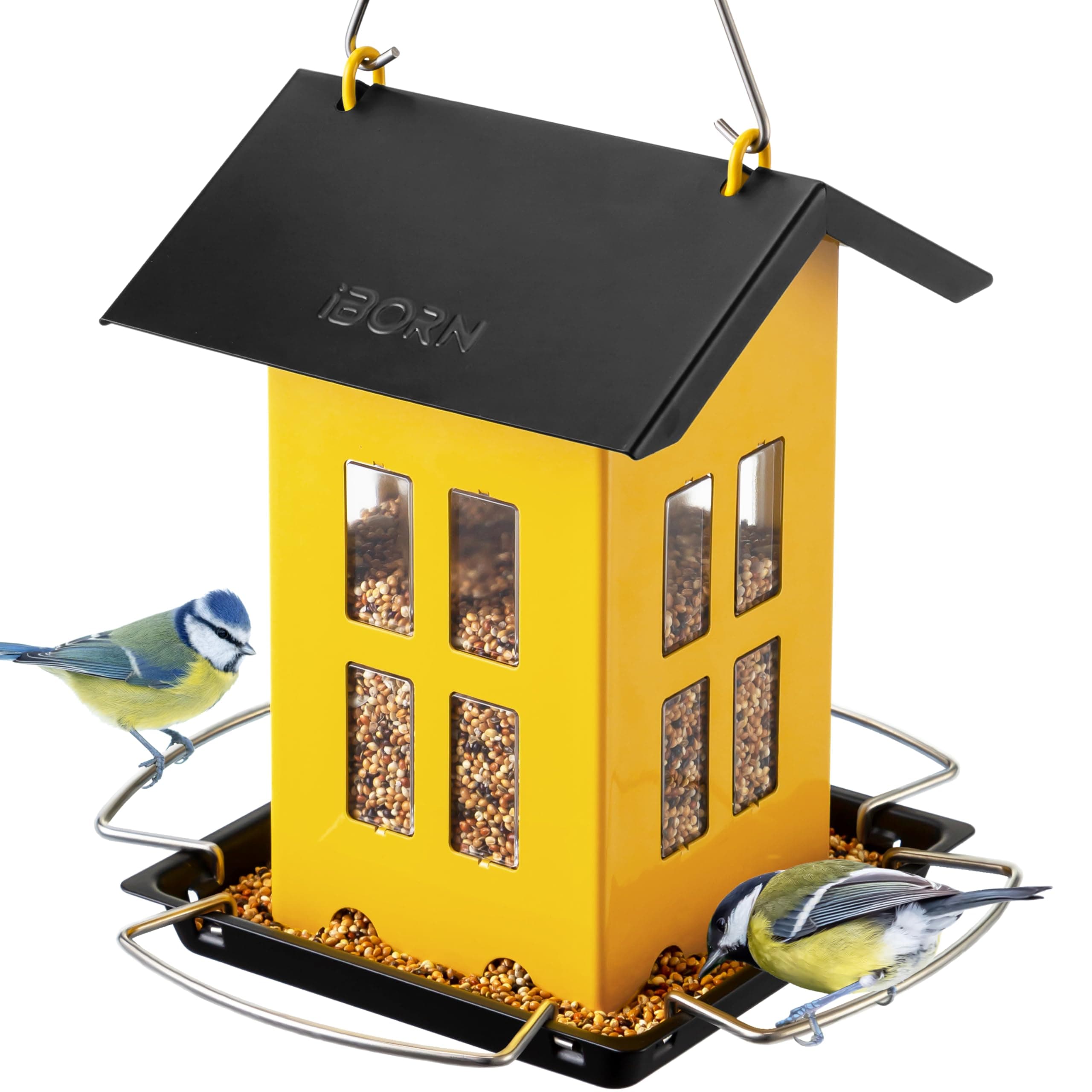 iBorn Bird Feeder House Metal Bird Feeders Outdoors Hanging Double-Sided Weather - Image 1