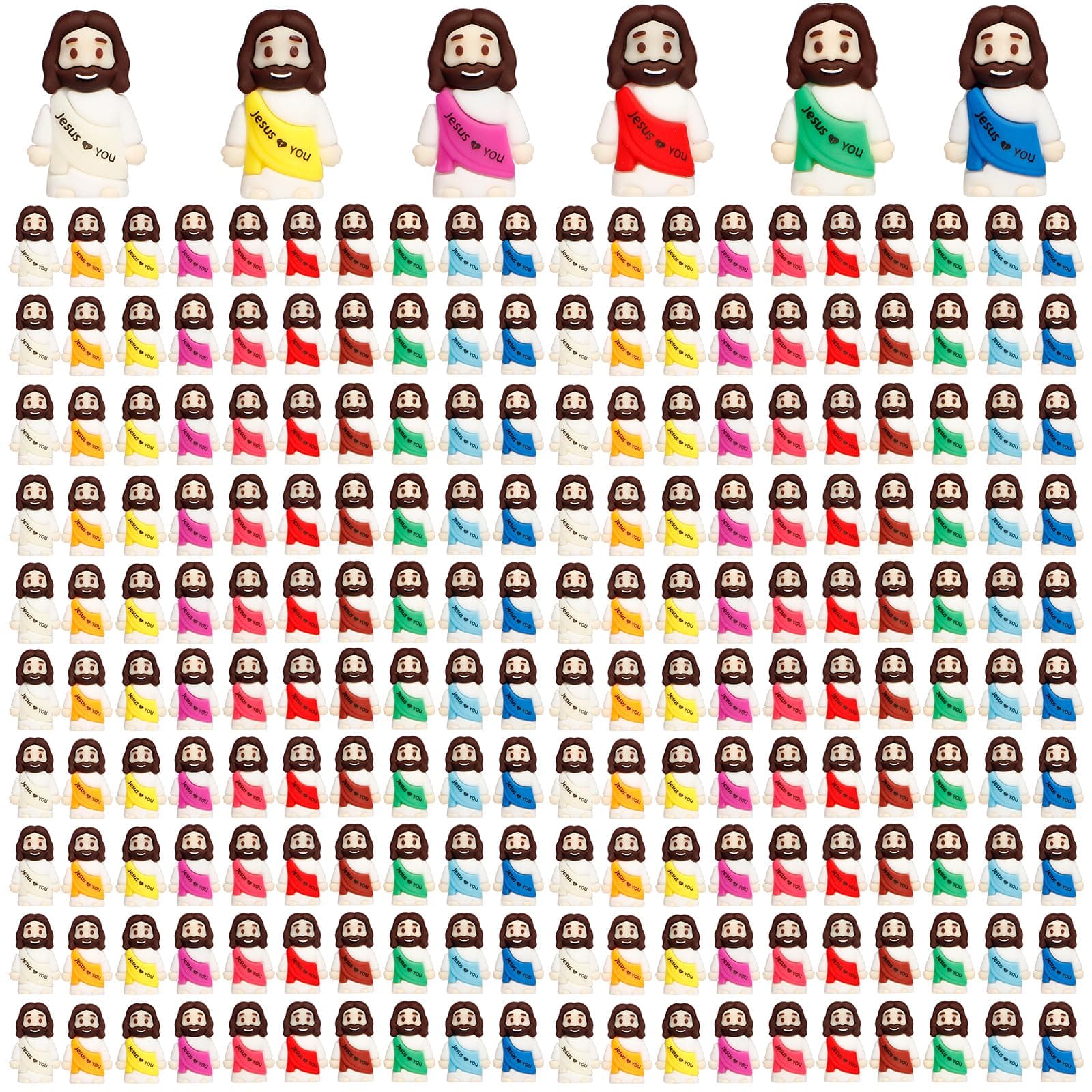 200PCS Little Jesus Figures, 10 Color Tiny Jesus Figurines in Bulk, Mini Jesus F - Image 1